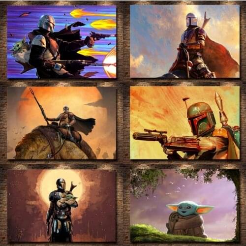 Marvel Classic Popular American Star Wars Drama Science Fiction Tv Series The Mandalorian Poster Canvas Painting Living Room