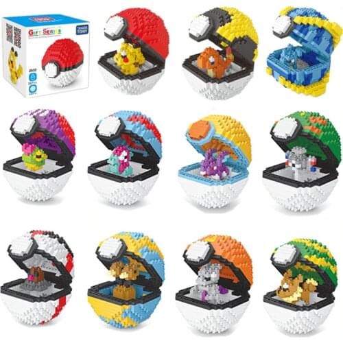Pokemon ball blocks small particles mini building assembled Pikachu toy educational toys