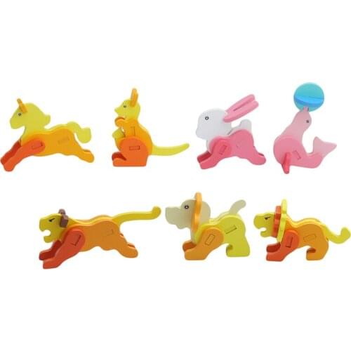 Cartoon Animal Baby Toys Owl Model 3D Puzzles Wooden Puzzles Children Learning Educational Toys Kids Handmade DIY Toys