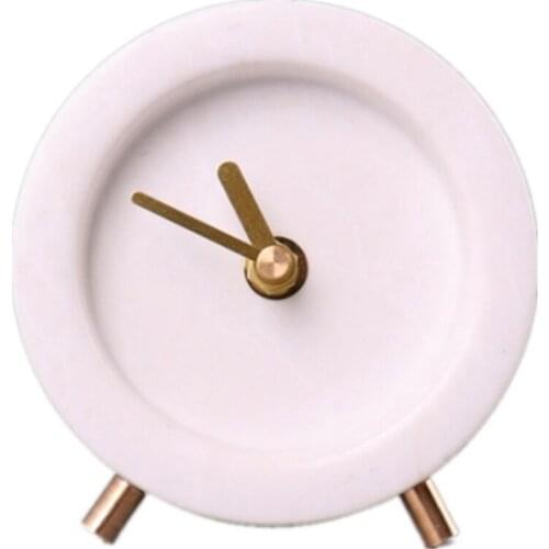 Marble Clock Simple Modern Design White Marble Small Clock Artistic Personality Home Decoration