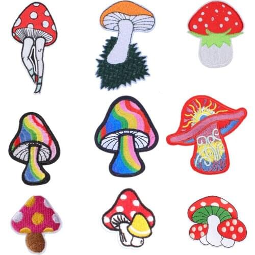 Mutant Mushroom Patches for Clothing Iron Embroidered Sewing Applique Cute on Fabric Badge New DIY Apparel Accessori Decoration