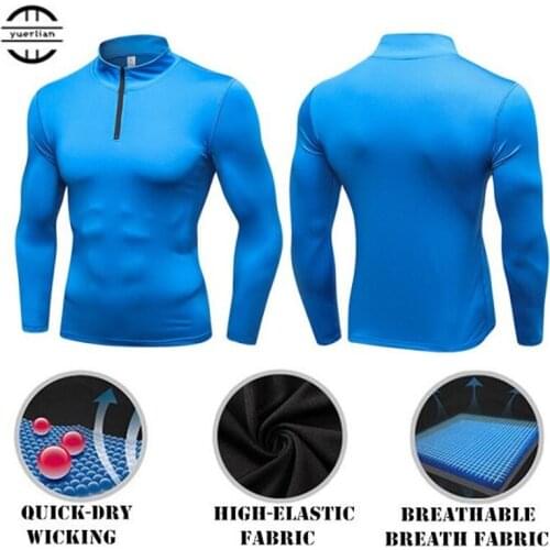 Mens Shapers Trainning&Exercise Sweater 3D Tight Elastic Quick-dry Wicking Sport GYM Running Long Sleeves Stand Collar Sweaters
