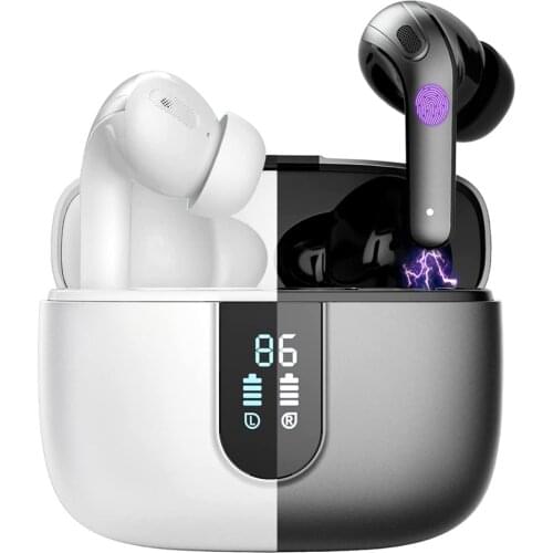 True Wireless Bluetooth Earbuds with Microphone Touch Control Led Power Display Waterproof Noise Cancelling HiFi Stereo Earphone