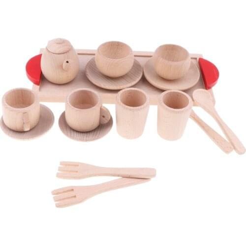 Natural Wooden Tea Set (16pcs) Kids Children Role Play Toy Birthday Gift