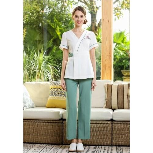 Summer New Beauty Salon Hairdresser Spa Work Clothes Work Suit Manicurist Uniform Massagista Uniform