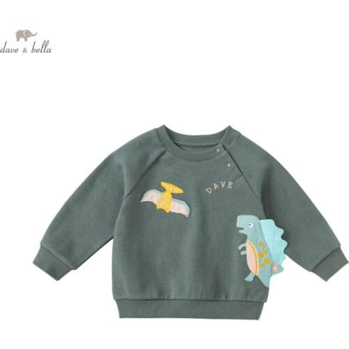 DB19660 dave bella autumn baby boys casual cartoon T-shirt children tops kids boy fashion tees