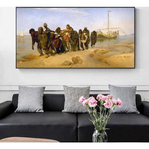Famous Painting Ilya Repin Barge Haulers Posters and Prints Canvas Painting Decorative Painting Picture Living Room Home Decor