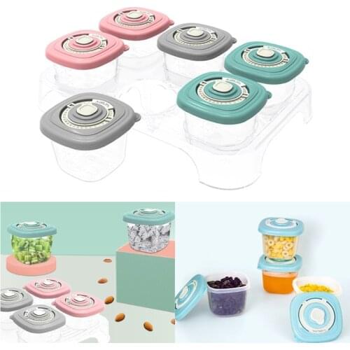 6 Pcs/Set Baby Food Organizer Freezing Cubes Tray Pots Freezer Storage Plastic Containers