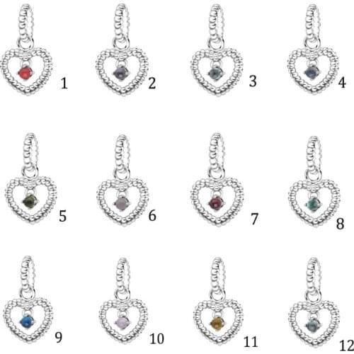 Birthday Gift 925 Sterling Silver Pendant Birthstone Dangle Charms Fit Original Pandora Bracelets Necklace Women DIY Jewelry