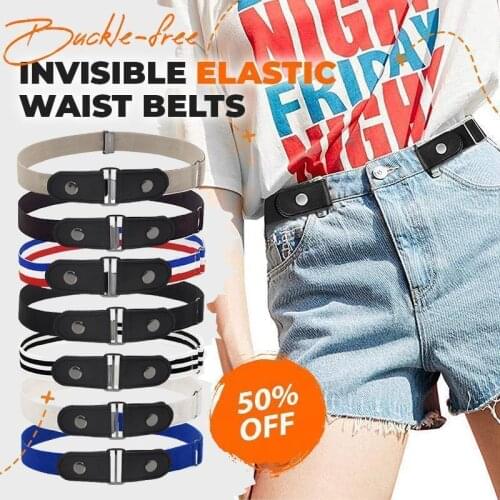Waist Belt For Jeans Pants No Buckle Stretch Elastic Waist Belt For Women And Men Buckle-free Invisible Elastic Waist Belts