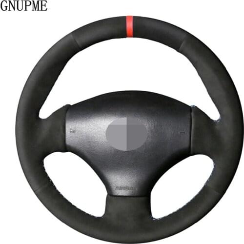 DIY Non-slip Black Genuine Leather Car Steering Wheel Cover For Peugeot 206 1998-2005 206 SW 2003-2005 206 CC 2004 2005