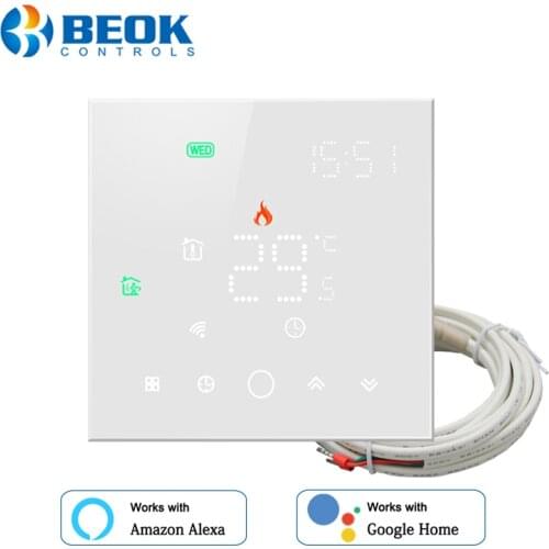 Beok Tuya Wifi Room Thermostat For Gas Boiler Temperature Controller Smart Kit with Sensor Programmable Works With Alexa Google