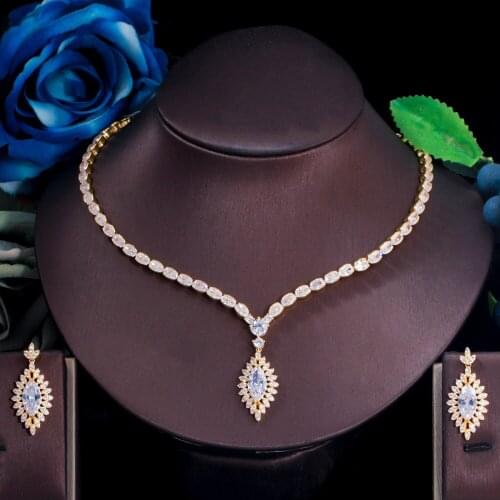 ThreeGraces Sparkling Cubic Zirconia Silver Color Women Elegant Wedding Engagement Earrings Necklace Bridal Jewelry Set T0626