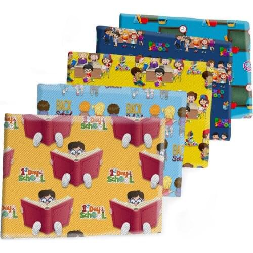 Polyester Cotton Back to School Fabric Printed Twill Fabrics Sheet DIY Dress Handbag Sewing Materials 50*145cm