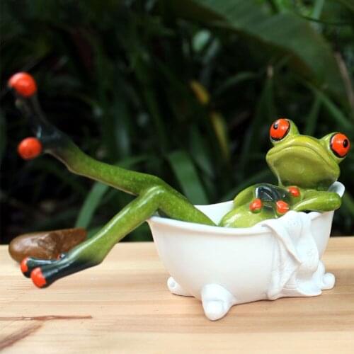 3D Resin Frog Ornament Cute Green Figurine Statue Mini Craft Home Decoration For Living Room Bedroom Study