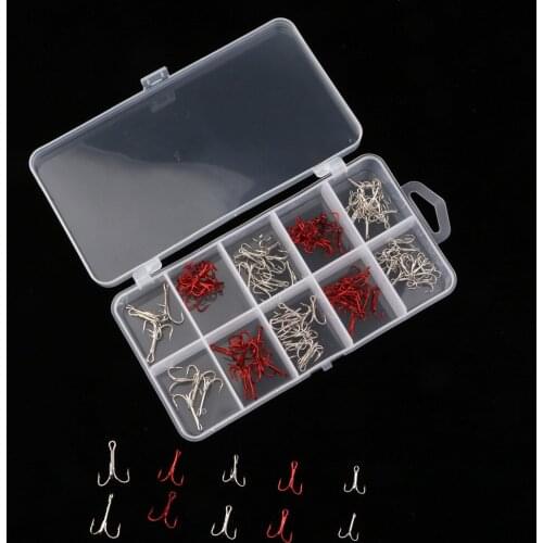 Carbon steel Barbed Fishing Hooks Set Triple Barbed Fish Hooks