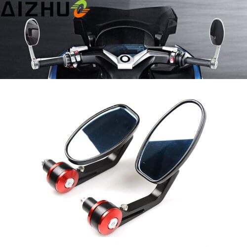 7/8'' Universal Motorcycle Handlebar Mirrors Motorbike Aluminum Blue Lens Side Mirror For Ducati BMW Benelli Yamaha kawasaki BMW