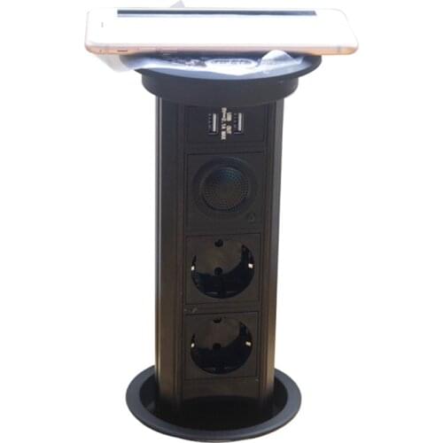 2020 New Arrival Wifi Smart Home Electrical Sockets 2 EU power outlets 2 USB Charger Qi Wireless fast charger Bluetooth Speaker