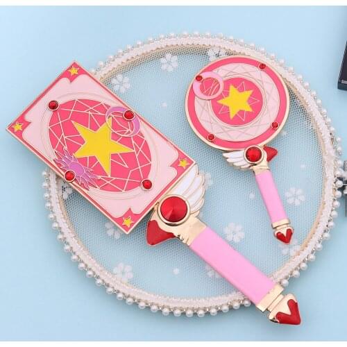 Makeup Mirror magic card girl lovely portable Princess student round rectangle cartoon carrying mirror