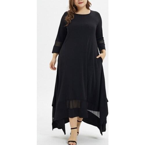 Summer Dress Women Dresses Robe Fashion Plus Size Solid O-Neck Three Quarter Sleeve Muslim Long Dress Платья Vestido платье 2021