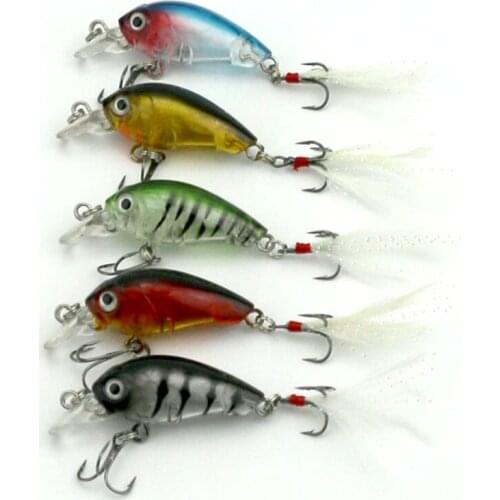 10pcs Fly Fishing Wobblers Mini Crankbait Lure 3.6cm 4g Feather Hooks For Fishing Lures Hard Pesca Crap Bait Fake Fishing Tackle