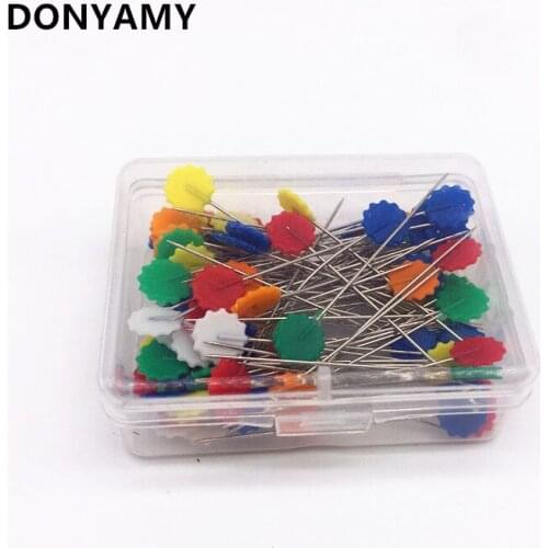 100pcs Mixed Colors Sewing Patchwork Pins Flower Head Pins Sewing Tool Needle Arts