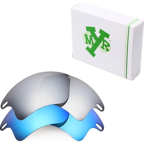 2 Pairs Mryok POLARIZED Replacement Lenses for Oakley Fast Jacket XL Sunglasses Ice Blue & Silver Titanium