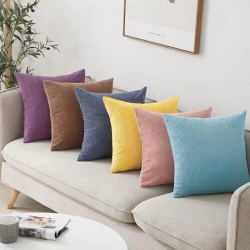 2pcs Soft Corduroy Cushion Cover Solid Pillow Case Yellow Gray Pink Decorative Pillow Cover 30x50/40x40/45x45cm/50x50cm