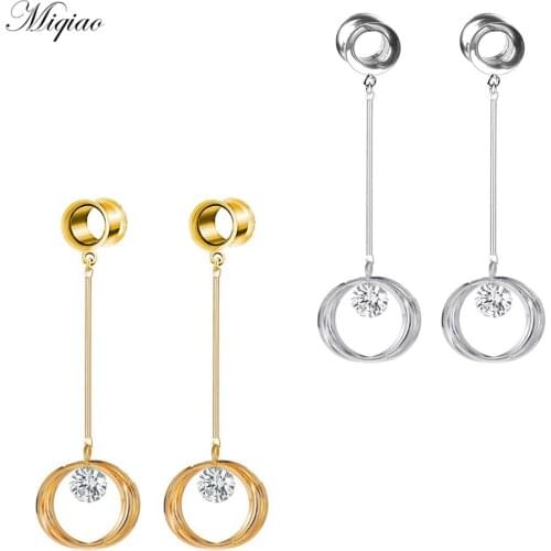 Miqiao 2pcs Fashion Stainless Steel Long Crystal Earrings Earrings 6mm-25mm Exquisite Body Piercing Jewelry