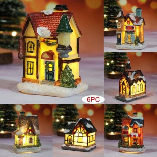 6/Set Hand-Painted Tabletop Christmas Village Countryside Town Farhouse