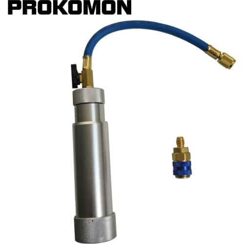 Car Oil Dye Coolant Filler 1/4SAE R134A 2 OZ Hand Turn Pump Tube Auto A/C Adapter Injection Tool