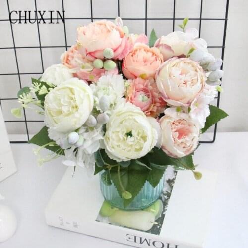 30cm Rose Silk Peony Artificial Flowers Bouquet Wedding Party Room Decoration Valentines Day Gifts DIY Home Table Fake Flower