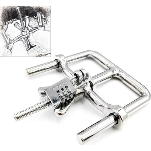 CamaTech 304 Stainless Steel Hand Cuff with Code Lock Adjustable Torture Restraints Metal Wrist Cuff for BDSM Bondage Adult Game