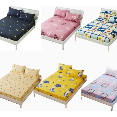 Mattress Cover Fitted Floral Cartoon Anti-slip Bedsheet Elastic Skirt Full Double Queen King Size Tight Warp