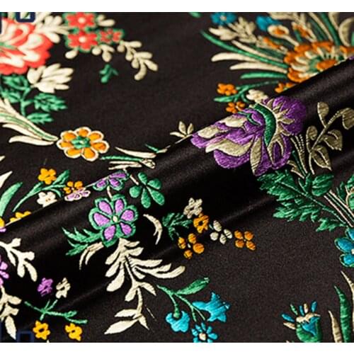 Black floral Brocade Fabric Damask Jacquard Apparel Costume Upholstery Furnishing crafts patchwork cushion fabric 75CM*50CM