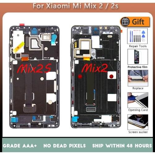 For XIAOMI Mi Mix 2 Mi Mix 2s Original LCD screen assembly with front case Black White With repair tools and Tempered film