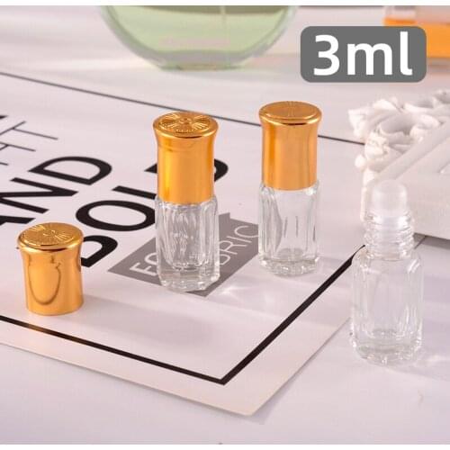 Wholesale Clear Glass Roll on Bottle Sample Test Essential Oil Vials with Glass Ball Empty 3ml Lip Gloss Refillable Bottles