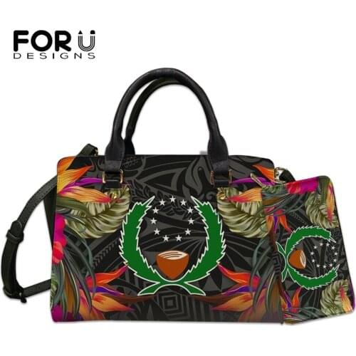 FORUDESIGNS PU Leather Polynesian Shoulder Messenger Bag Pohnpei Flag Print Tote Bag Bolsa Women Handbag Large Top-handle Mujer
