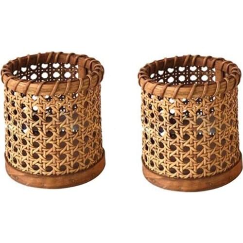 AF89 Rattan Chopsticks Storage Handmade, Spoon Organizer, Holder Pen Pencils Organization, Vase Support (2 PCS)