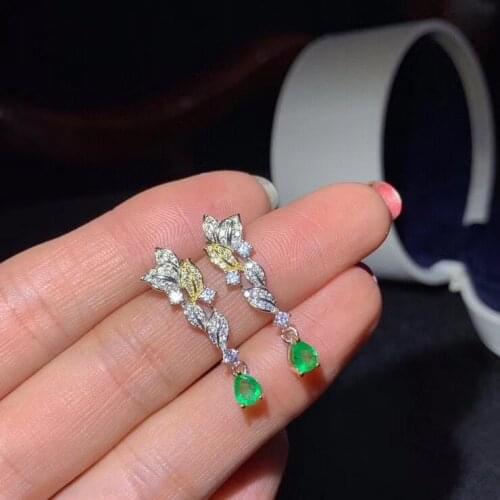 Emerald Earring Natural And Real Emerald Earring 925 sterling silver Fine jewelry For men women
