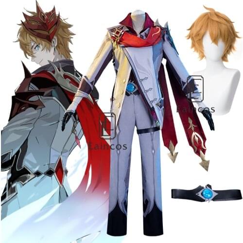 Game Genshin Impact Tartaglia Cosplay Costume Wigs Shoes Top Pants Gloves Set Project Anime Accessories Outfit Uniform Costumes