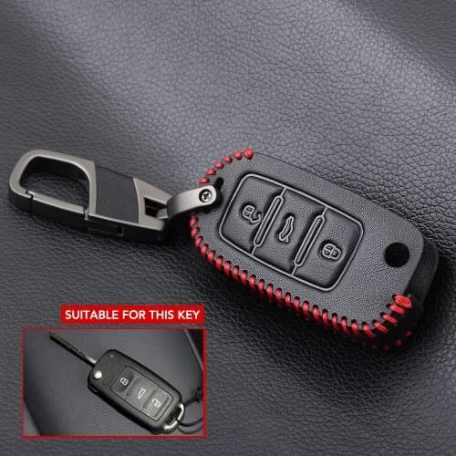 Leather Car Key Case For VW Volkswagen Polo Golf Passat Beetle Caddy T5 Up Eos Tiguan Skoda A5 SEAT Leon Altea Flip Remote Cover