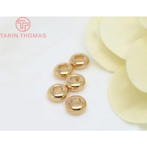 10PCS 6x3.8MM 24K Champagne Gold Color Plated Brass Wheel Spacer Beads Bracelet Beads High Quality Jewelry Accessories