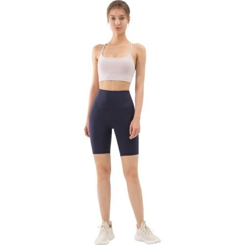 Summer no embarrassment line fitness pants female high waist thin peach hip five-point tight yoga shorts sports cycling pants