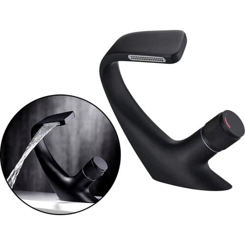 Copper Faucet Bathtub Kitchen Sink Mixer Cold Hot Tap Black Waterfall Spout Bathtub Filler Faucet with Bathroom Kitchen Sprayer