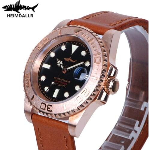 HEIMDALLR Mens Dive Bronze Watch 41MM Green Dial Sapphire 30Bar Water Resistance NH35A Automatic Mechanical Diving Watches