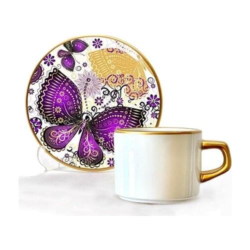 Asaf Tea Cup Set 12 Pieces Butterfly Gold