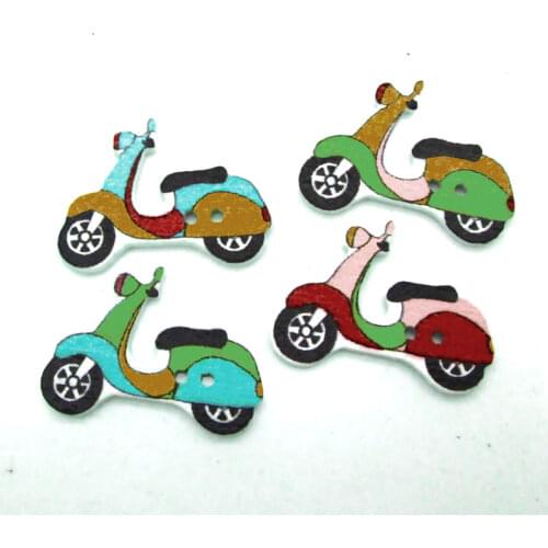 50pcs Mixed Electric Car Sewing Wooden Buttons For Clothes Crafts Decorative Needlework Scrapbooking DIY Fabric Accessories