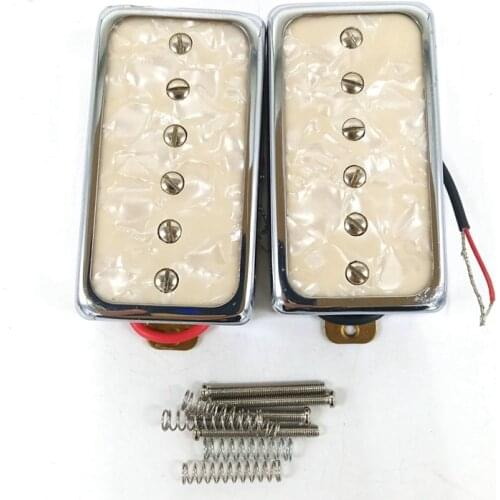 A Set of 2 White Pearl Electric Guitar Single Coil Bridge&Neck Pickups LP Humbucker Pickup 50 52
