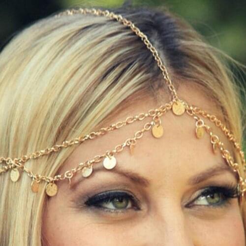 New Fashion headwear shiny piece Chain Tassel Pendant Women hairband accessories head piece women accessories